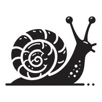 Snail Silhouette flat illustration. vector