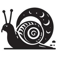 caracol silueta plano ilustración. vector