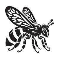 abeja silueta negro plano ilustración vector