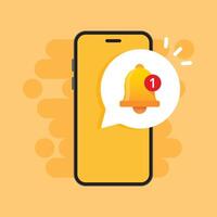 Phone notifications icon in flat style. Smartphone with new notice illustration on isolated background. Reminder message sign business concept. vector