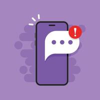 Phone notifications icon in flat style. Smartphone with new notice illustration on isolated background. Reminder message sign business concept. vector