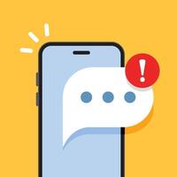 Phone notifications icon in flat style. Smartphone with new notice illustration on isolated background. Reminder message sign business concept. vector
