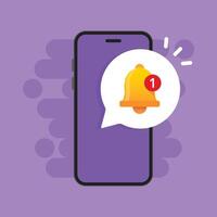 Phone notifications icon in flat style. Smartphone with new notice illustration on isolated background. Reminder message sign business concept. vector