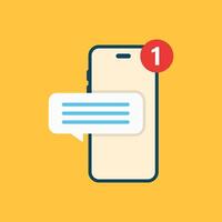 Phone notifications icon in flat style. Smartphone with new notice illustration on isolated background. Reminder message sign business concept. vector