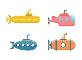 Submarine icon in flat style. Bathyscaphe illustration on isolated background. Underwater transport sign business concept. vector