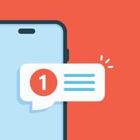 Phone notifications icon in flat style. Smartphone with new notice illustration on isolated background. Reminder message sign business concept. vector