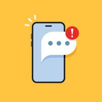 Phone notifications icon in flat style. Smartphone with new notice illustration on isolated background. Reminder message sign business concept. vector