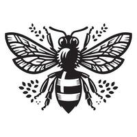 Bee silhouette black flat illustration vector