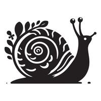 Snail Silhouette flat illustration. vector