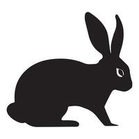 Rabbit Silhouette flat illustration. vector