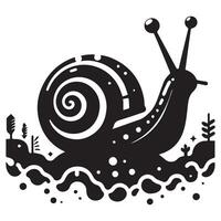 Snail Silhouette flat illustration. vector