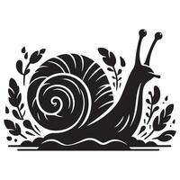 caracol silueta plano ilustración. vector