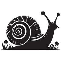 Snail Silhouette flat illustration. vector