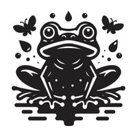 Frog silhouette black flat illustration. vector