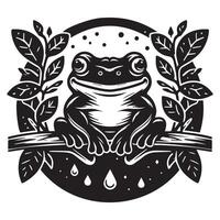 Frog silhouette black flat illustration. vector