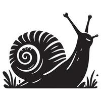 Snail Silhouette flat illustration. vector