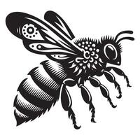 abeja silueta negro plano ilustración vector