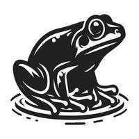 Frog silhouette black flat illustration. vector