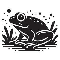 Frog silhouette black flat illustration. vector