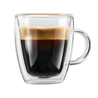 Cup of hot black coffee with foam isolated on transparent background png