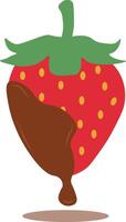 Strawberry Coated Chocolate Illustration. Melted Choco on White Background vector