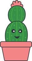 kawaii en conserva cactus con dibujos animados estilo. aislado en blanco antecedentes. vector