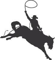 Cowboy Silhouette. Cowboy Rodeo with Rope. Isolated on White Background vector