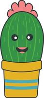 kawaii en conserva cactus con dibujos animados estilo. aislado en blanco antecedentes. vector