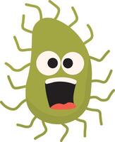 Cute Cartoon Bacteria and Virus Character. Illustration on White Background vector