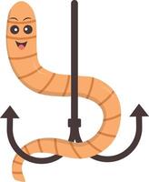 Illustration of Earthworm Cartoon Character. in Flat Design vector