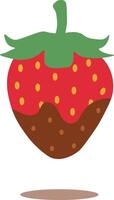 Strawberry Coated Chocolate Illustration. Melted Choco on White Background vector