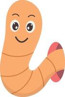 Illustration of Earthworm Cartoon Character. in Flat Design vector