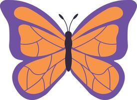 adorable mariposa ilustración en plano dibujos animados diseño. aislado en blanco antecedentes vector