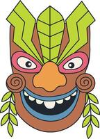 Traditional Ethnic Tiki Mask. Hawaiian Tribal Mask. Illustration on White Background vector
