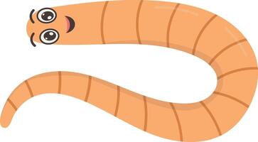 Illustration of Earthworm Cartoon Character. in Flat Design vector