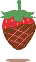 Strawberry Coated Chocolate Illustration. Melted Choco on White Background vector