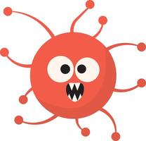 Cute Cartoon Bacteria and Virus Character. Illustration on White Background vector
