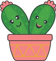 kawaii en conserva cactus con dibujos animados estilo. aislado en blanco antecedentes. vector