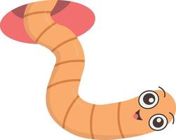 Illustration of Earthworm Cartoon Character. in Flat Design vector