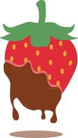 Strawberry Coated Chocolate Illustration. Melted Choco on White Background vector