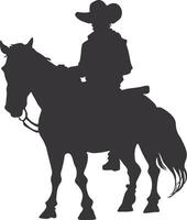 Cowboy Silhouette. Cowboy Rodeo with Rope. Isolated on White Background vector