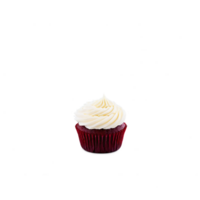 Red velvet cupcake with smooth cream cheese frosting deep red color moist crumb paper liner png
