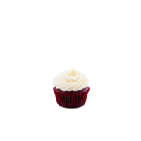 rouge velours petit gâteau avec lisse crème fromage Glaçage Profond rouge Couleur humide miette papier doublure png