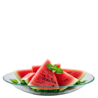 Wassermelone und Minze Salat mit gewürfelt Wassermelone frisch Minze und ein streuen von Meer Salz- png