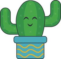 kawaii en conserva cactus con dibujos animados estilo. aislado en blanco antecedentes. vector