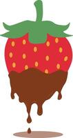 Strawberry Coated Chocolate Illustration. Melted Choco on White Background vector