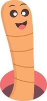 Illustration of Earthworm Cartoon Character. in Flat Design vector
