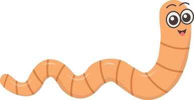 Illustration of Earthworm Cartoon Character. in Flat Design vector