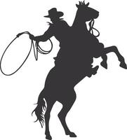 Cowboy Silhouette. Cowboy Rodeo with Rope. Isolated on White Background vector