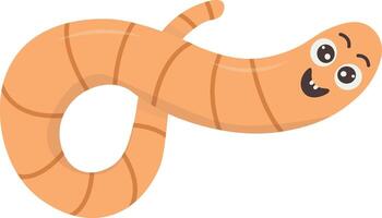 Illustration of Earthworm Cartoon Character. in Flat Design vector